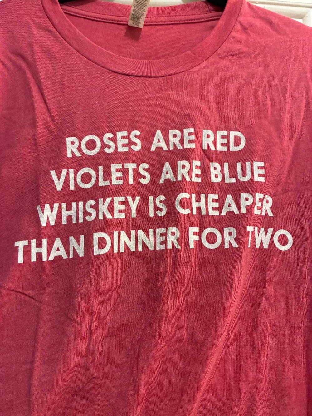 "Whiskey is Cheaper Than Dinner" Funny Valentine's Day Tee Bella Canvas M